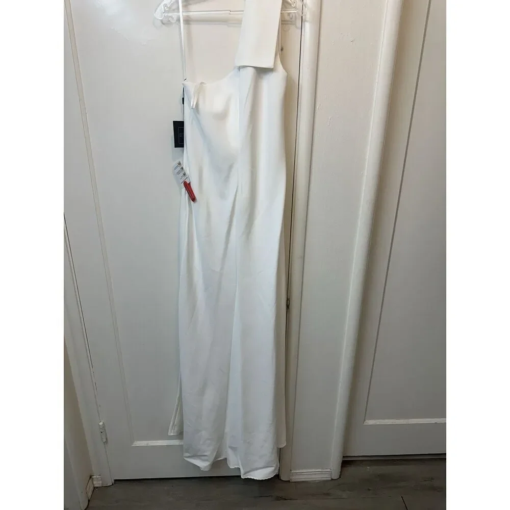 Ieena For Macduggal 26665‎ White Sz 10 Wedding Bride Shower Bridal Slit Bow